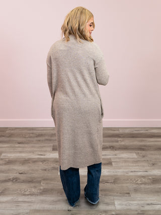 DEX | Teddy Longline Open Cardigan | Heather Oatmeal