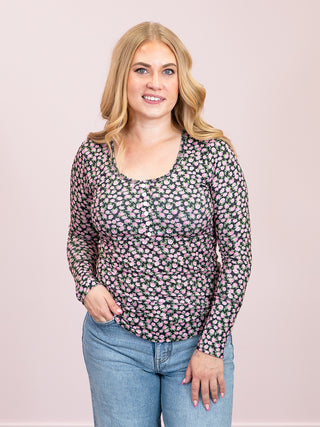 *NEW* Sable Henley Long Sleeve Top | Black