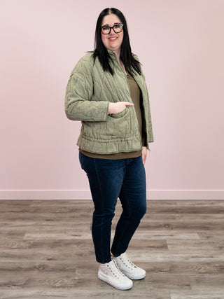 DEX | Crisp Air Drawstring Quilted Jacket | Olive