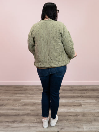 DEX | Crisp Air Drawstring Quilted Jacket | Olive