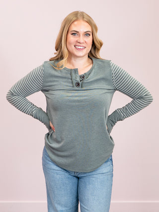 *NEW* Evermore Stripe Pullover | Vintage Olive