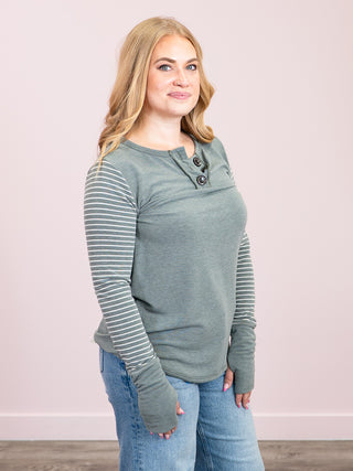 *NEW* Evermore Stripe Pullover | Vintage Olive