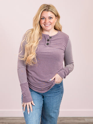 *NEW* Evermore Stripe Pullover | Vintage Mulberry
