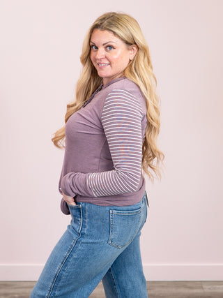 *NEW* Evermore Stripe Pullover | Vintage Mulberry
