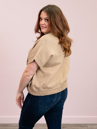 Dorothy Short Sleeve Sweater | Taupe