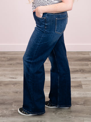 *NEW* RFM | Hailey High Rise SLIM Wide Leg Jeans | Dark Wash