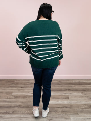 Elaine Striped Sweater | Hunter Green