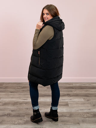 DEX | Autumn Hooded Puffer Vest | Black