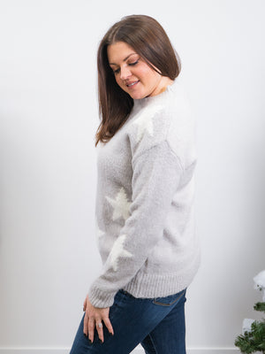 *NEW* Midge Star Sweater | Grey & Ivory