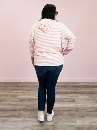 Salina Striped Hoodie | Cream & Mauve