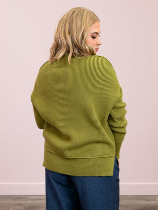DEX | Soft Escape Mock Neck Sweater | Oregano