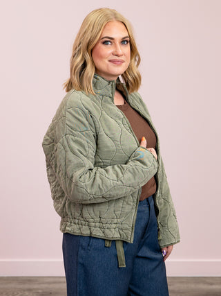 DEX | Crisp Air Drawstring Quilted Jacket | Olive