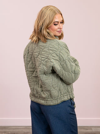 DEX | Crisp Air Drawstring Quilted Jacket | Olive