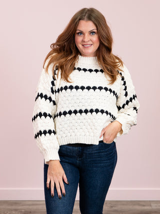 Edna Striped Sweater | Ivory & Black