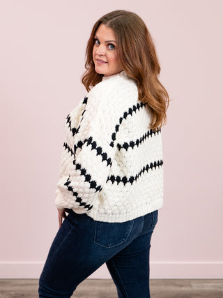 Edna Striped Sweater | Ivory & Black