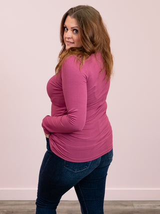 *RESTOCK* Kenley Ribbed Long Sleeve Top | Magenta