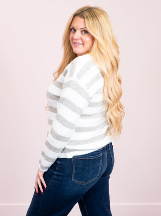 *NEW* Cozy Stripe Sweater | Grey & White