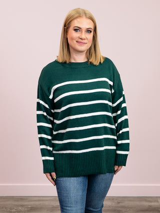 Elaine Striped Sweater | Hunter Green