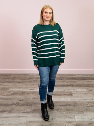 Elaine Striped Sweater | Hunter Green