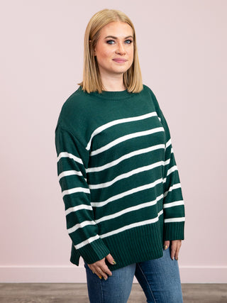 Elaine Striped Sweater | Hunter Green