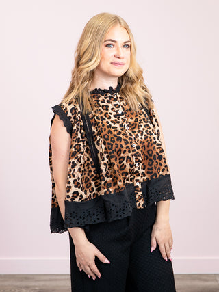 *NEW* Wild Spirit Sleeveless Blouse | Black Leopard