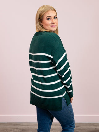Elaine Striped Sweater | Hunter Green
