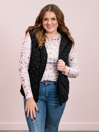 Heather Hooded Vest | Black