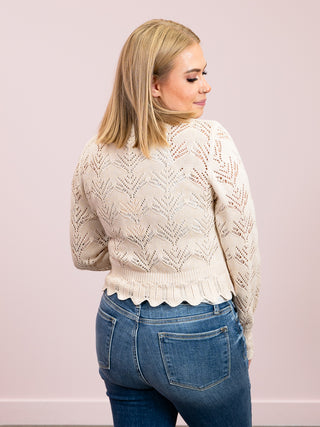 Dora Pointelle Knit Sweater | Beige