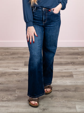 *NEW* RFM | Hailey High Rise SLIM Wide Leg Jeans | Dark Wash