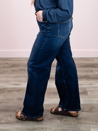 *NEW* RFM | Hailey High Rise SLIM Wide Leg Jeans | Dark Wash