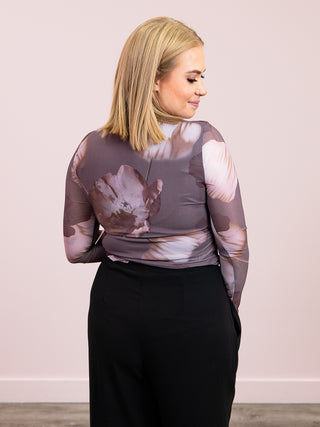 DEX | Brielle Printed Mesh Top | Mauve Floral