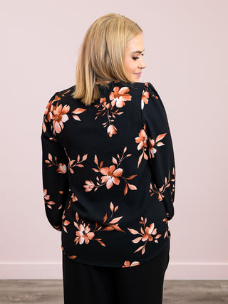 First Love Long Sleeve Blouse | Black Floral