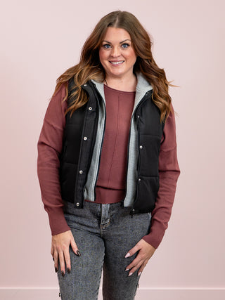 Room 34 | Starry Short Puffer Vest | Black