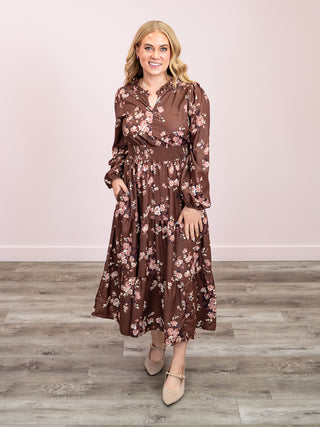 *NEW* Autumn Kiss Midi Dress | Brown