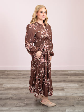 *NEW* Autumn Kiss Midi Dress | Brown