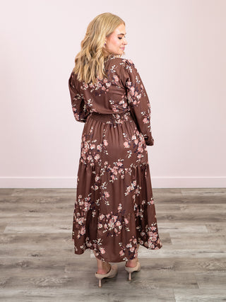 *NEW* Autumn Kiss Midi Dress | Brown