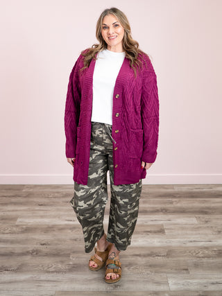 *NEW* Brooks Button Sweater Cardigan | Magenta