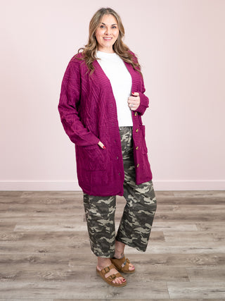 *NEW* Brooks Button Sweater Cardigan | Magenta