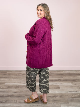 *NEW* Brooks Button Sweater Cardigan | Magenta