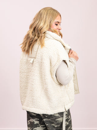 *NEW* Alaska Oversized Faux Fur Vest | Sand Beige
