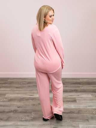 Sweet Dreams Button Down PJ Set | Dark Pink