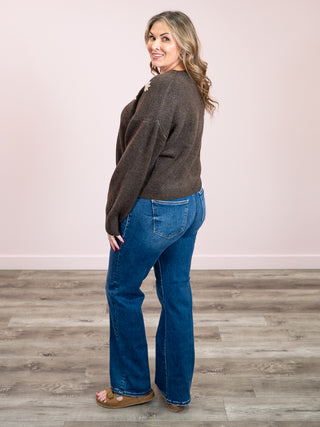 *NEW* DEX | Dana Floral Sweater Top | Heather Espresso