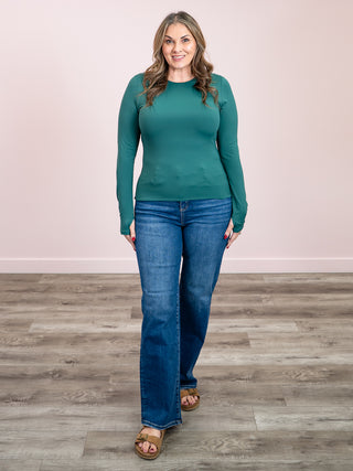 *NEW* Second Skin | Hira Long Sleeve Top | Dark Green