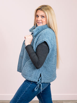 *NEW* Alaska Oversized Faux Fur Vest | Dusty Blue