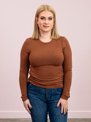 DEX | Effortless Long Sleeve Crewneck | Heather Chestnut