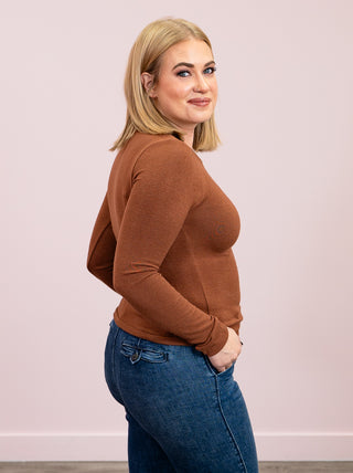 DEX | Effortless Long Sleeve Crewneck | Heather Chestnut