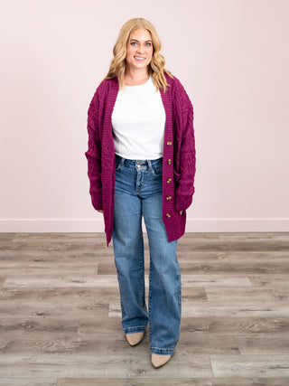 *NEW* Brooks Button Sweater Cardigan | Magenta