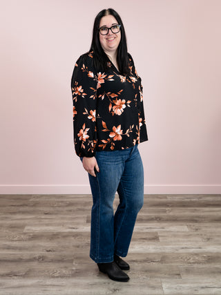 First Love Long Sleeve Blouse | Black Floral