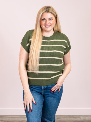 *NEW* Sonia Striped Sweater Top | Olive & Tan