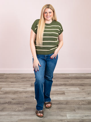 *NEW* Sonia Striped Sweater Top | Olive & Tan